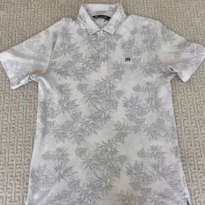 Men's White and Gray Polo Shirt
